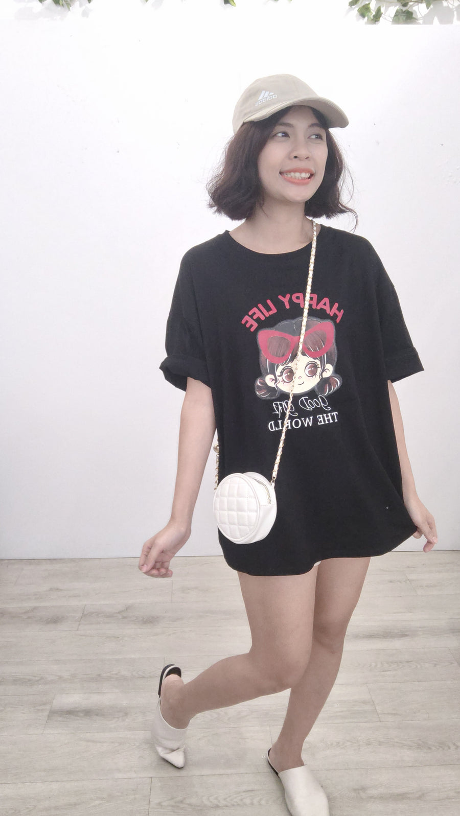 可爱女孩图案Over T