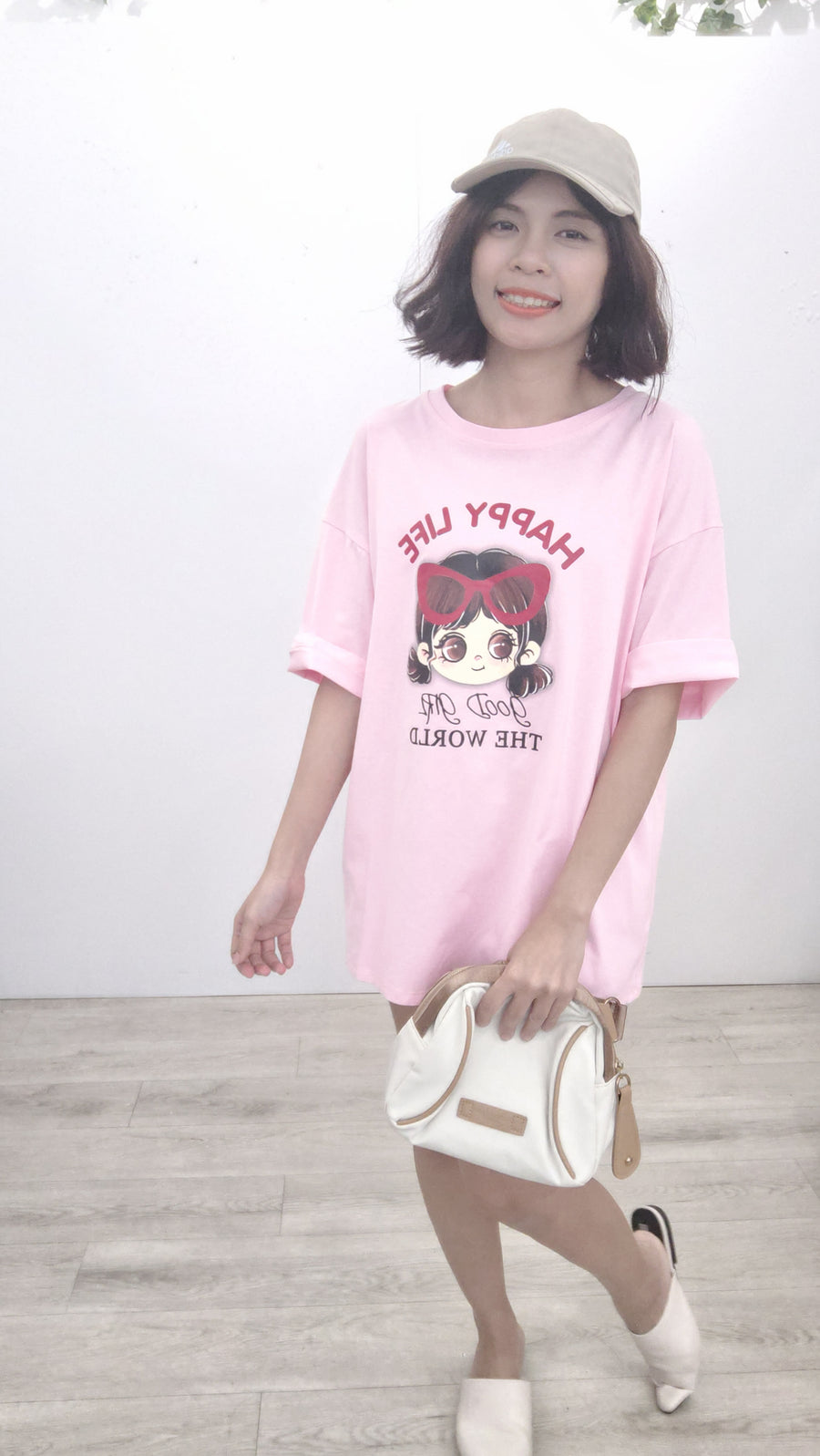 可爱女孩图案Over T