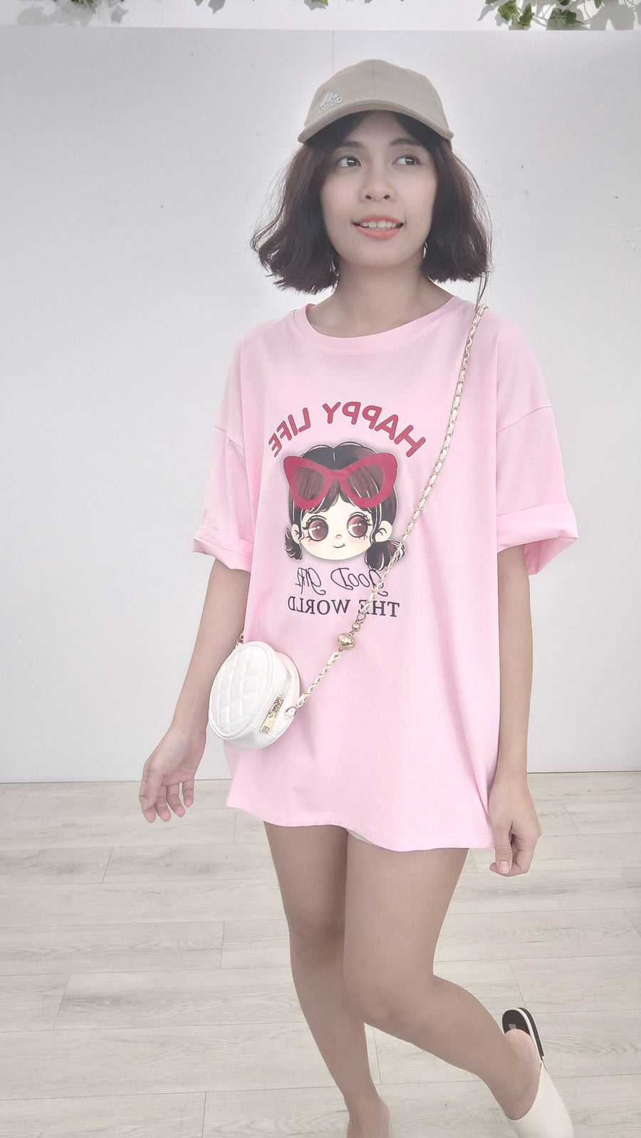 可爱女孩图案Over T