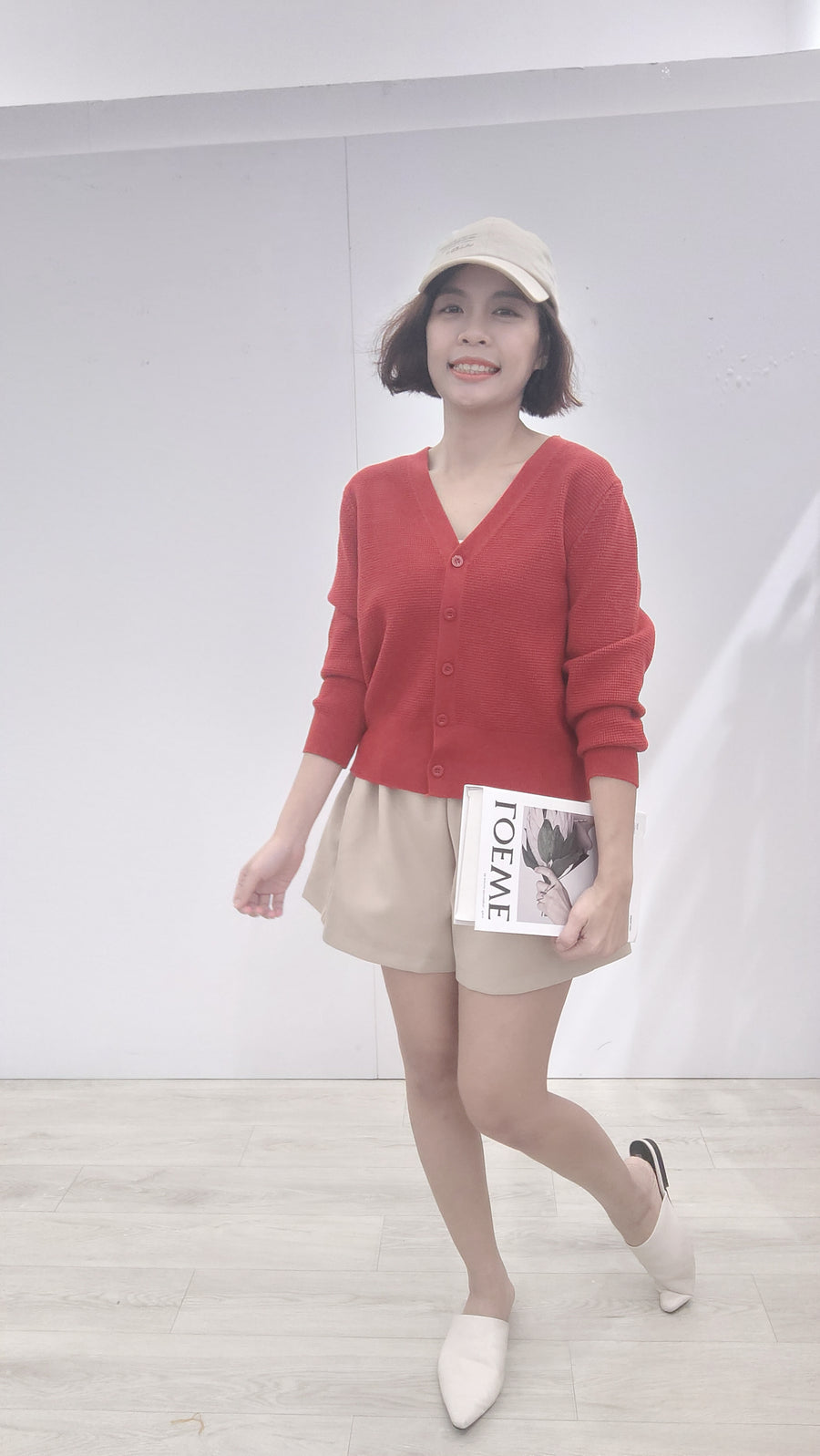 华夫格纹针织短外套