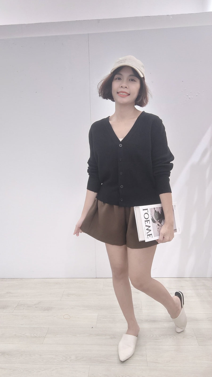 华夫格纹针织短外套