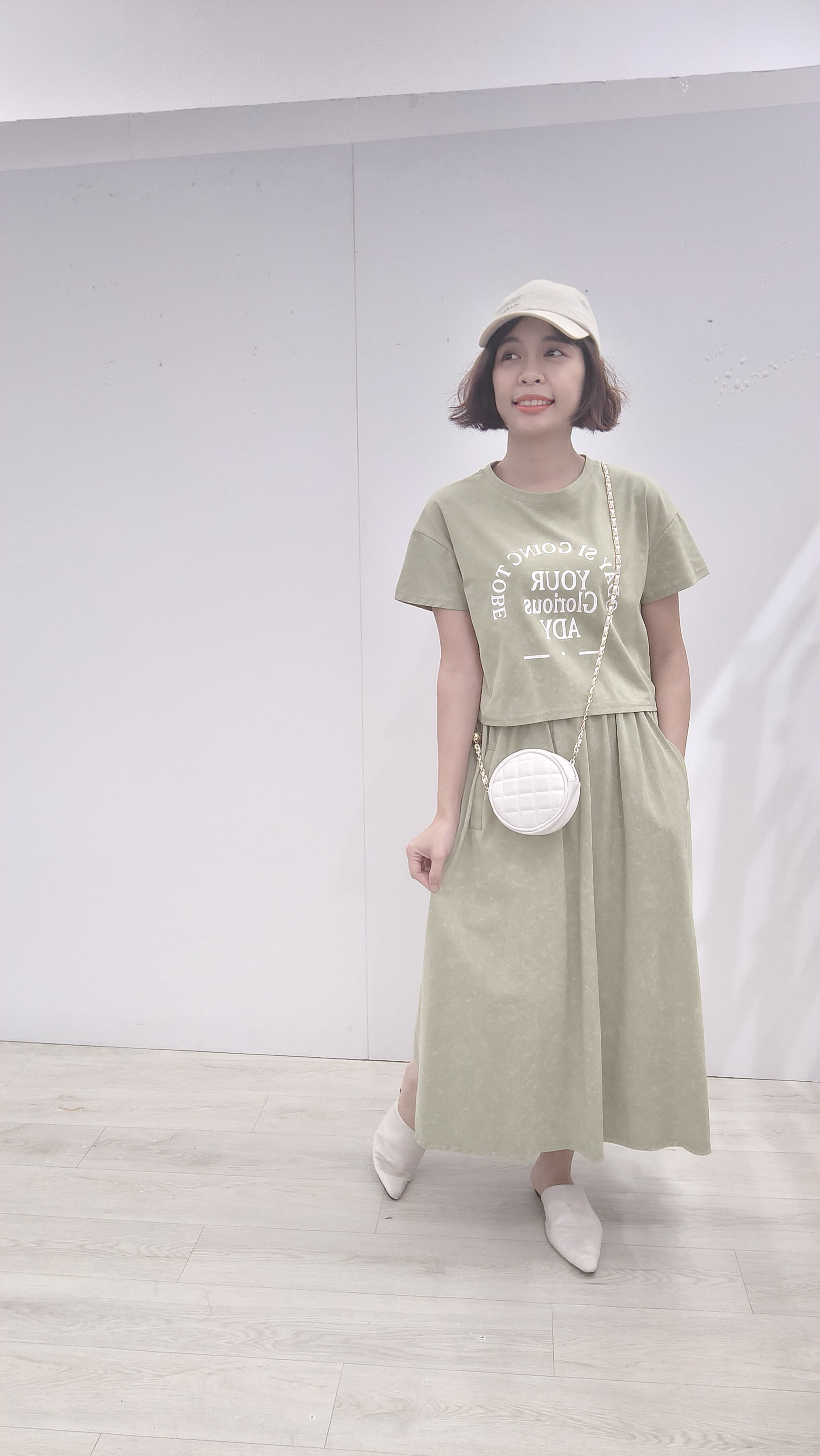 杂染短版长裙套装