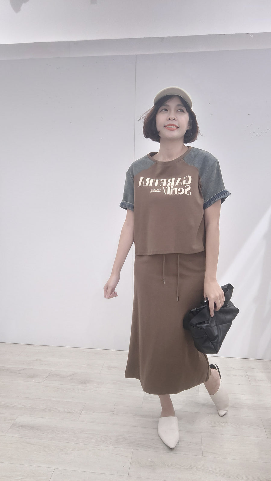 Cotton并牛仔长裙套装