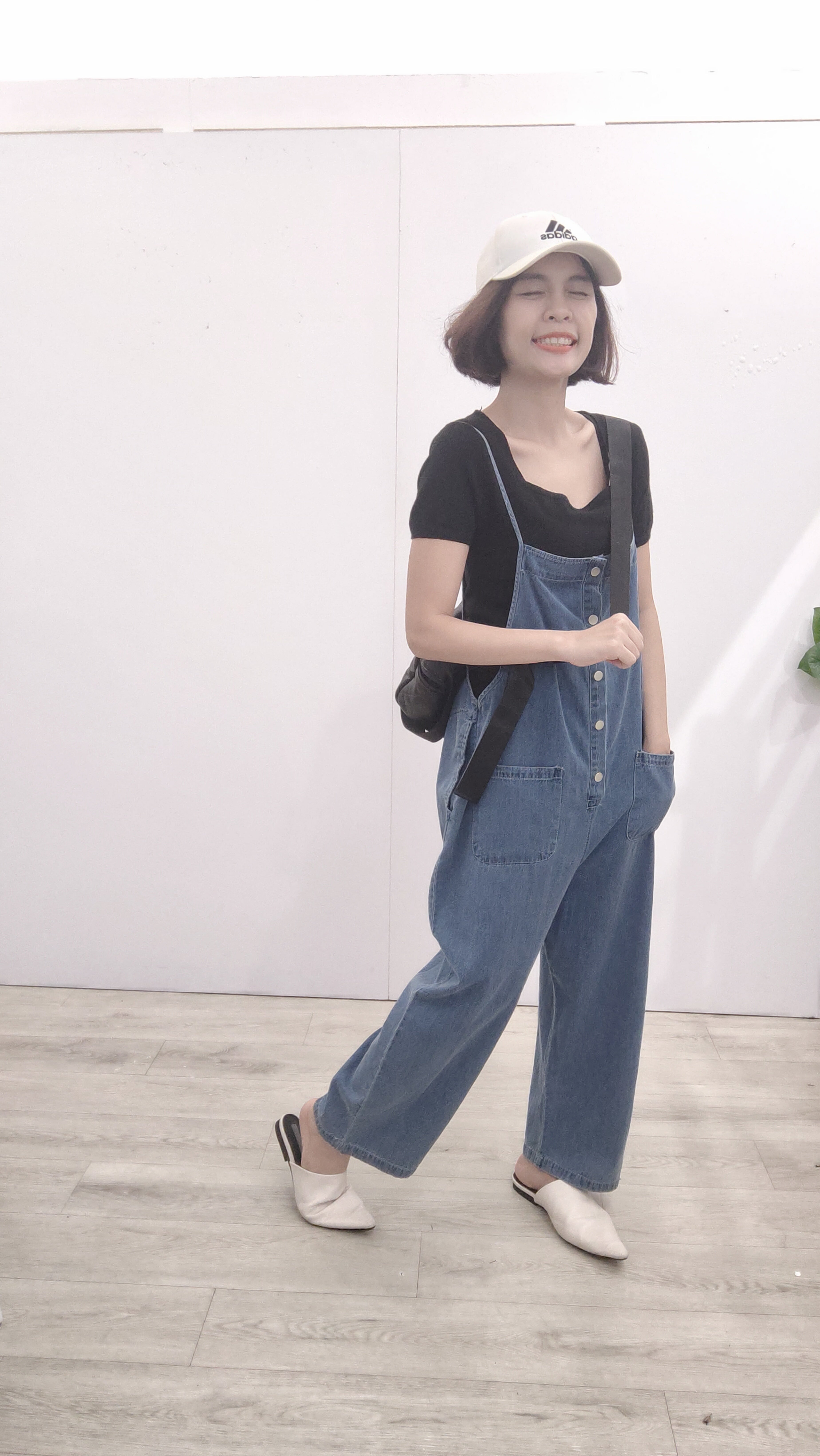 牛仔吊带长连身裤