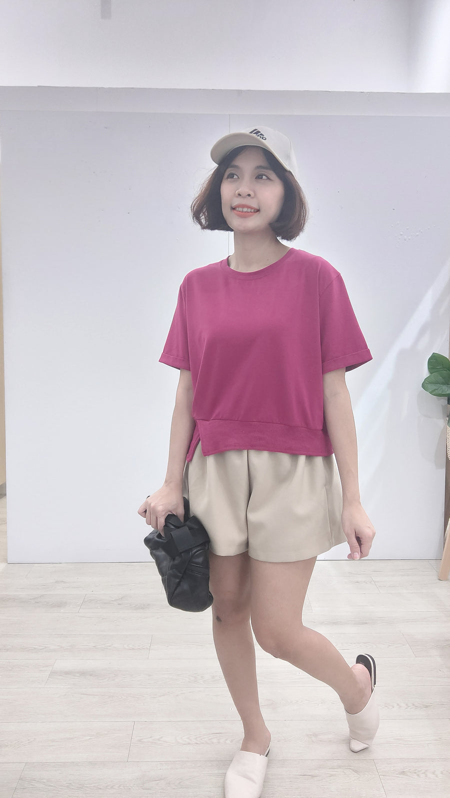 短版不规则棉质上衣