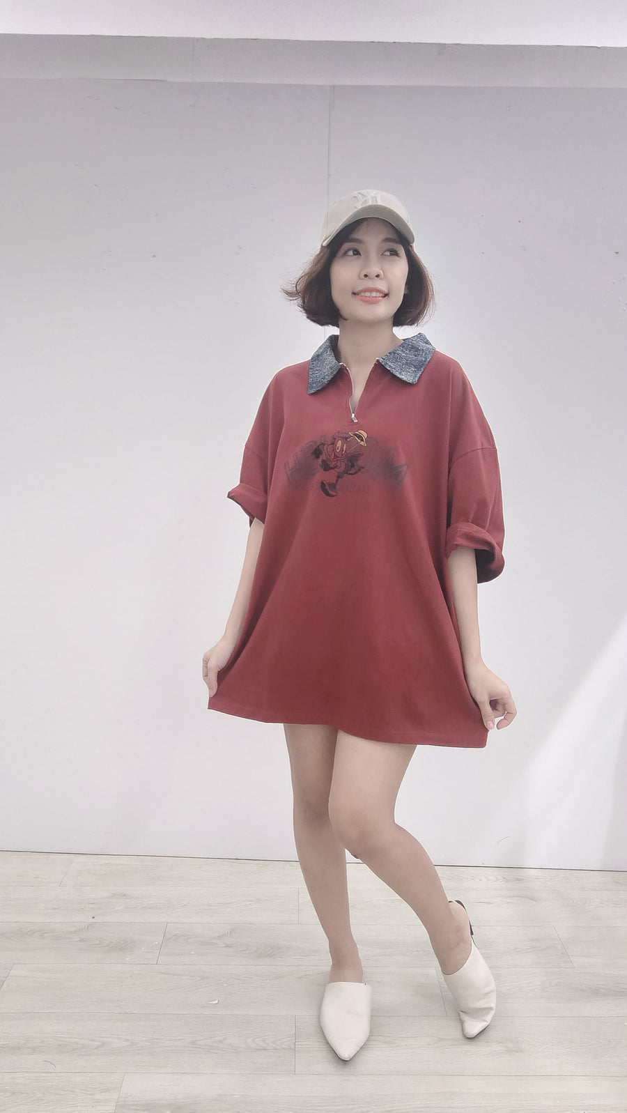 卡通扎染领子over T