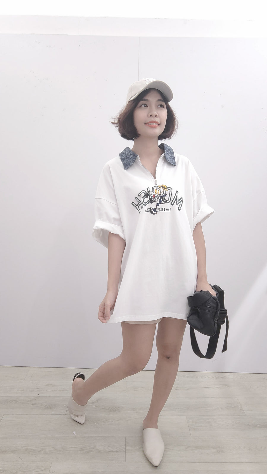 卡通扎染领子over T