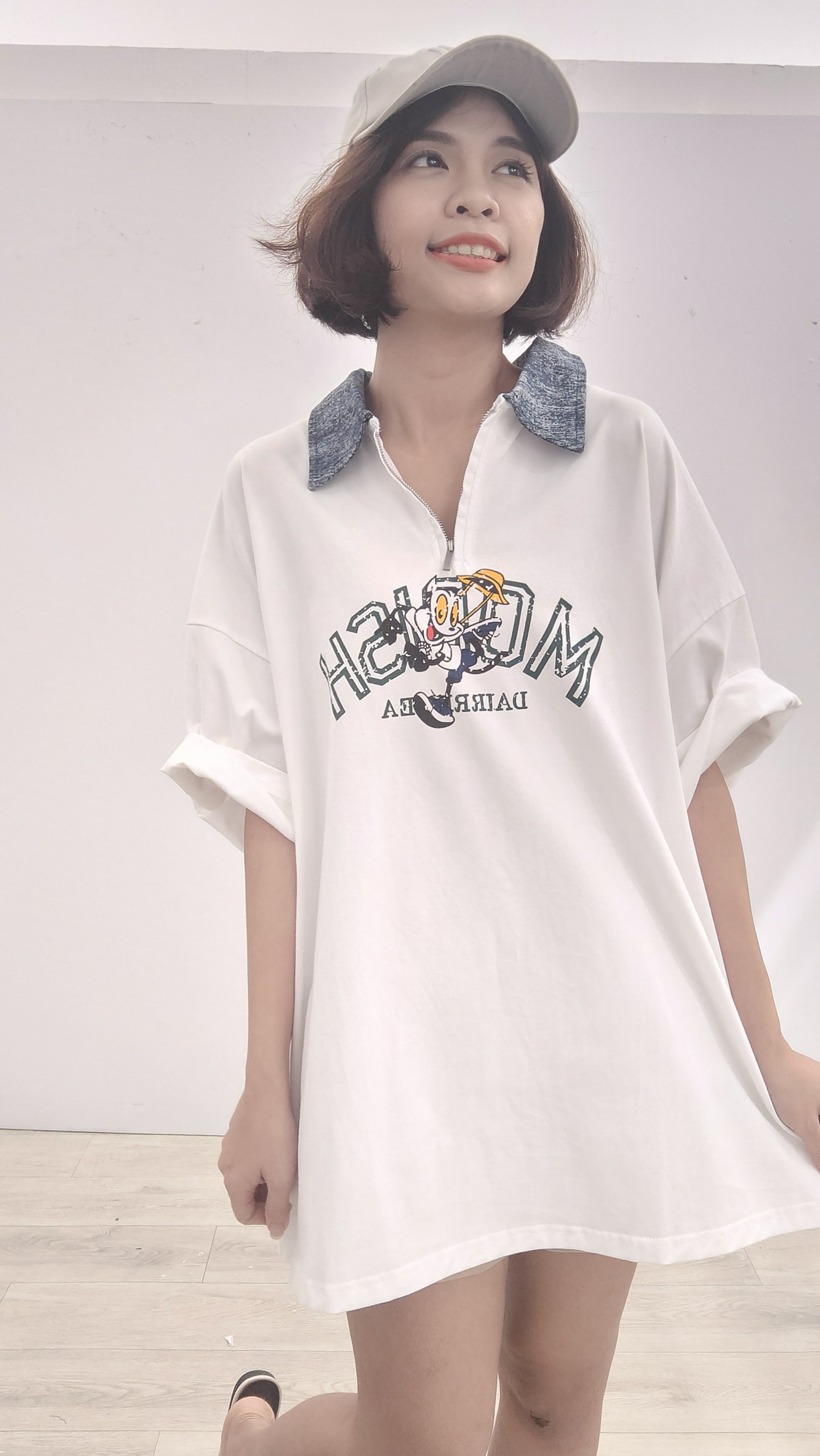 卡通扎染领子over T