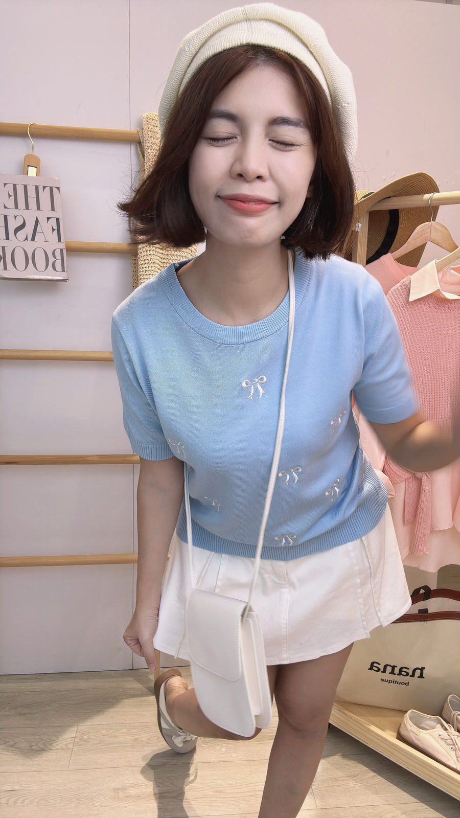 冰丝针织蝴蝶结上衣