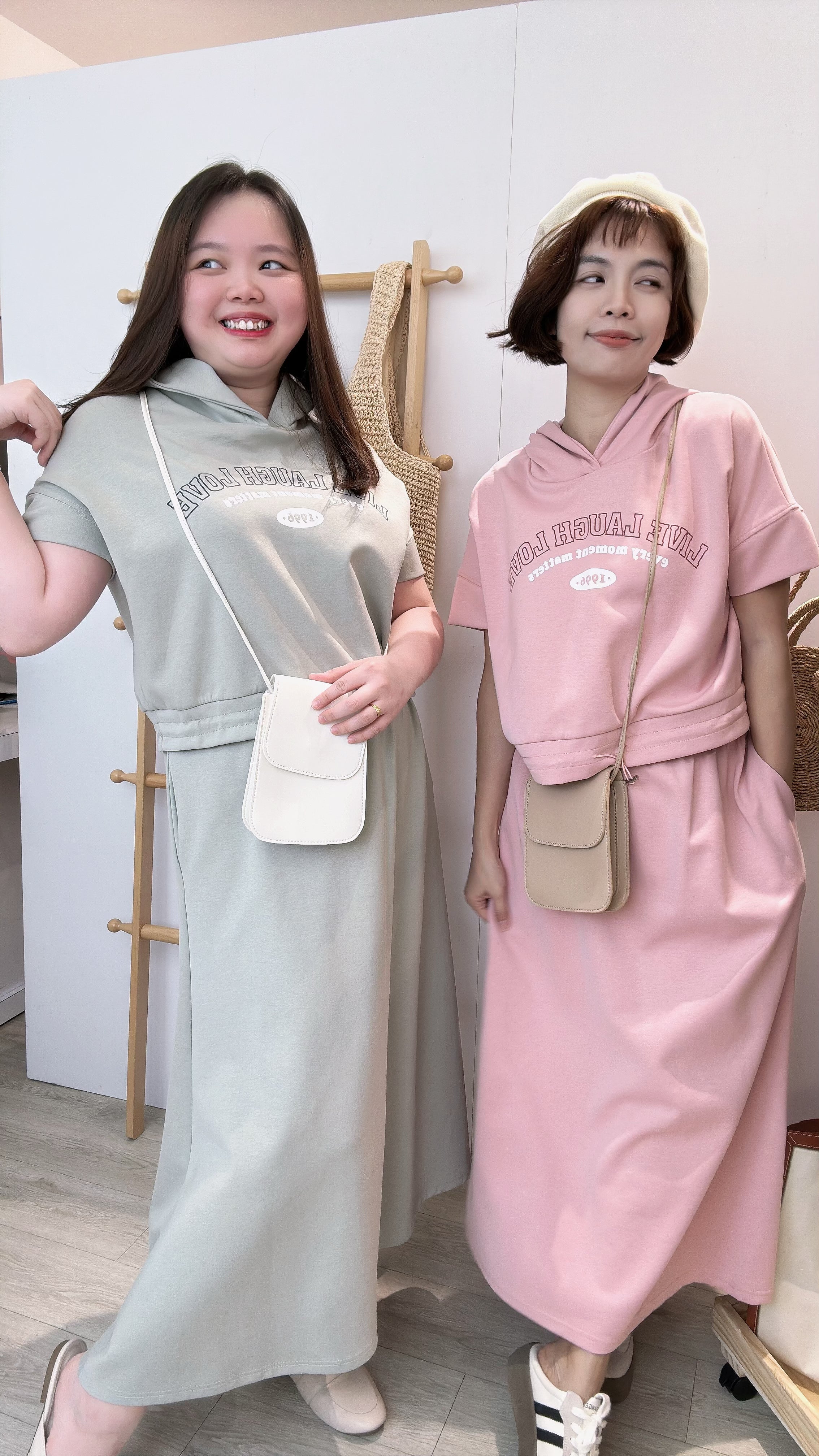 优质棉连帽长裙套装