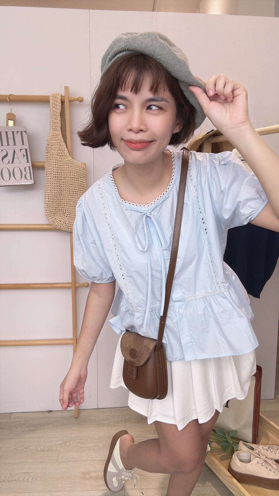 甜美色同花短上衣