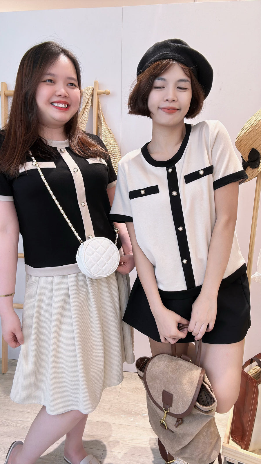 太空棉小香风假钮上衣