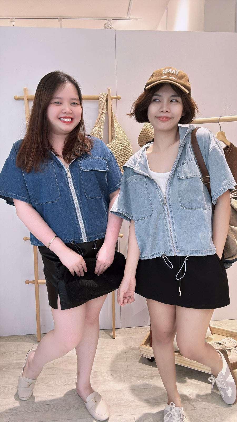 牛仔连帽拉链上衣