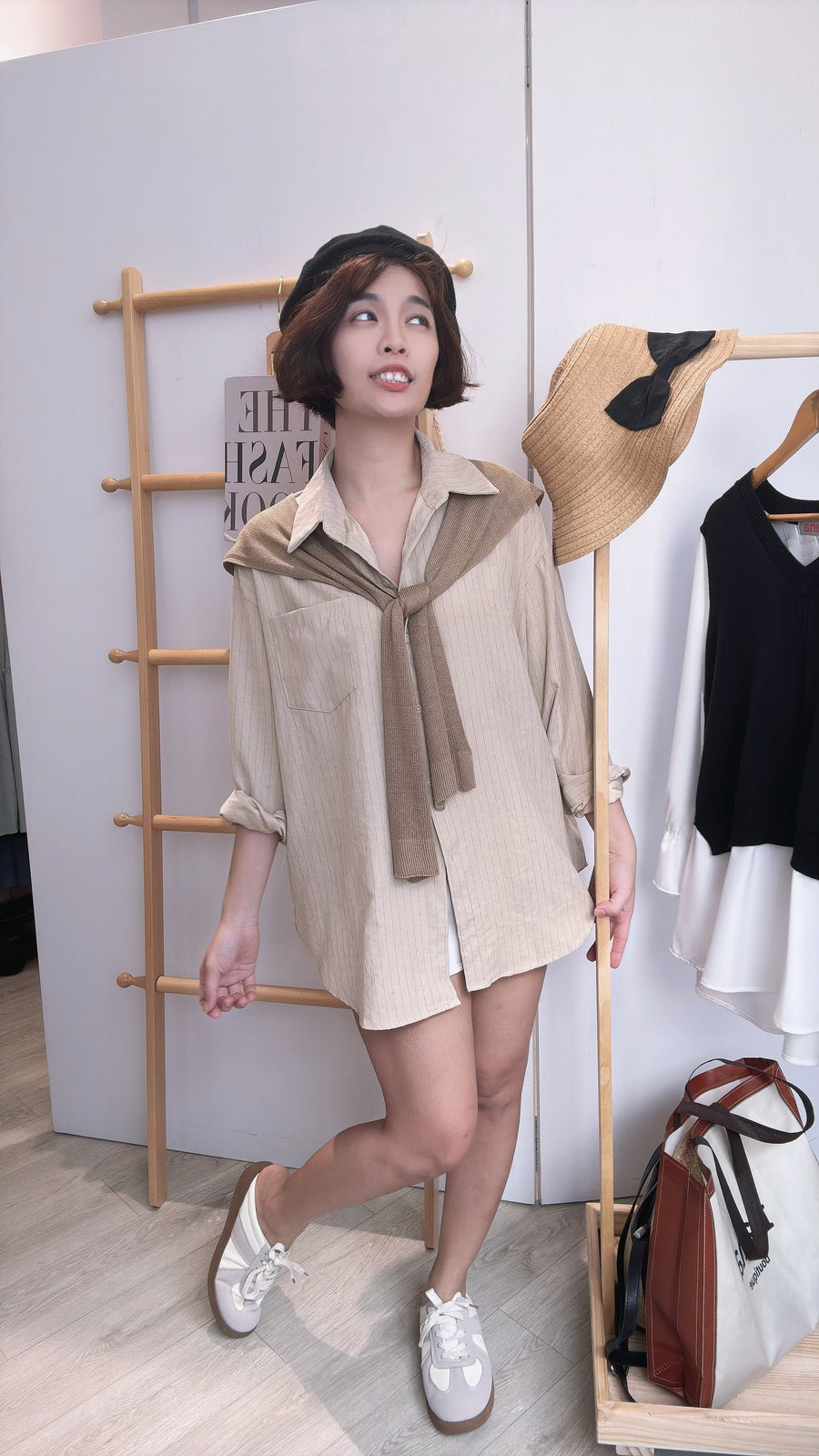 虚线条披肩衬衫上衣