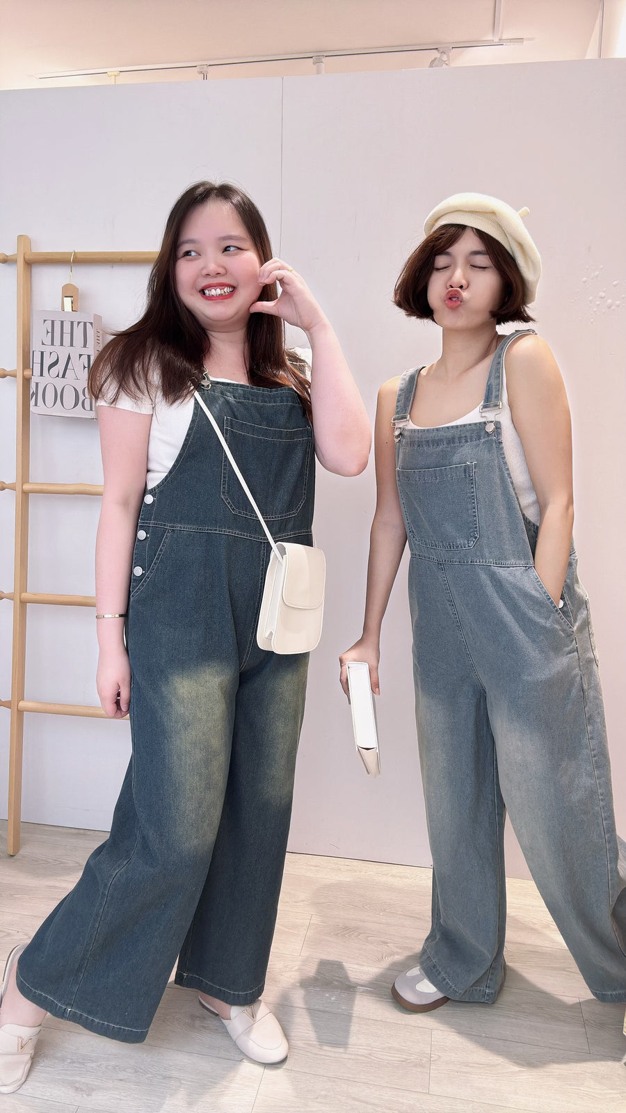 杂染色牛仔吊带裤