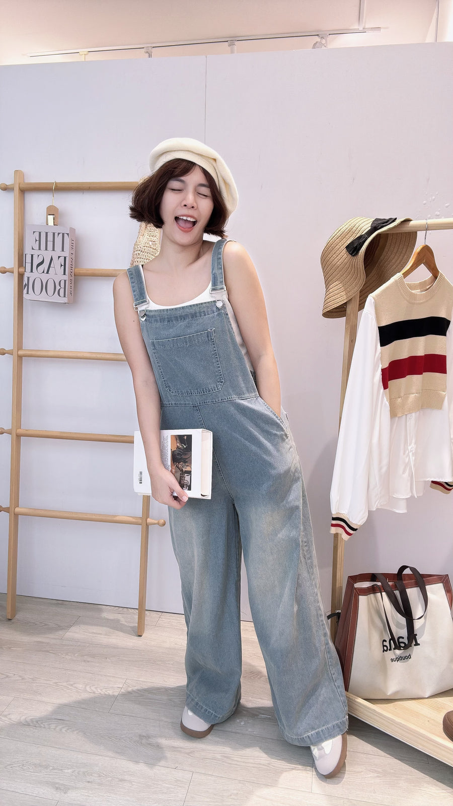 杂染色牛仔吊带裤