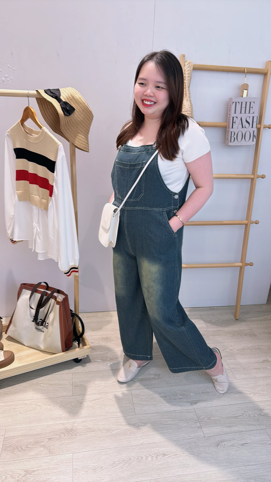 杂染色牛仔吊带裤