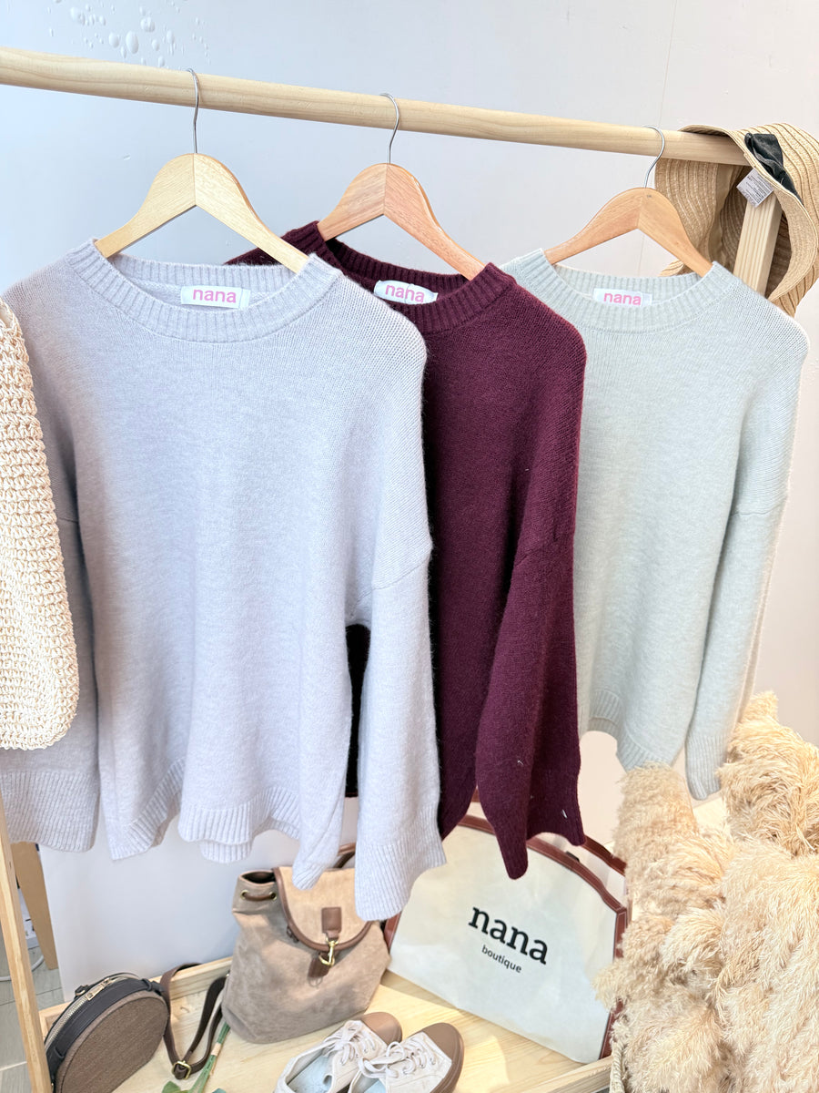 毛针织螺纹边长上衣