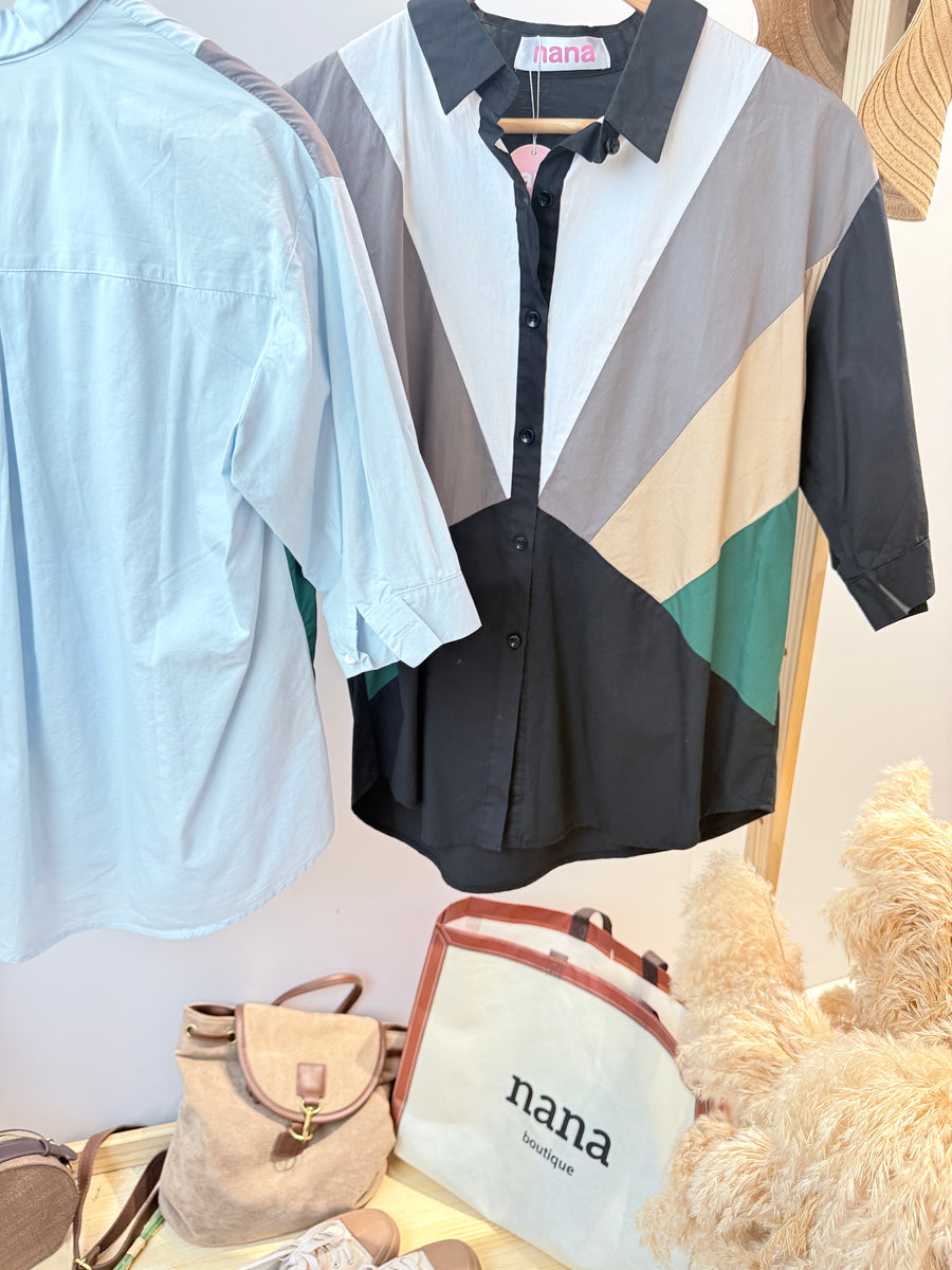 撞色polyester衬衫