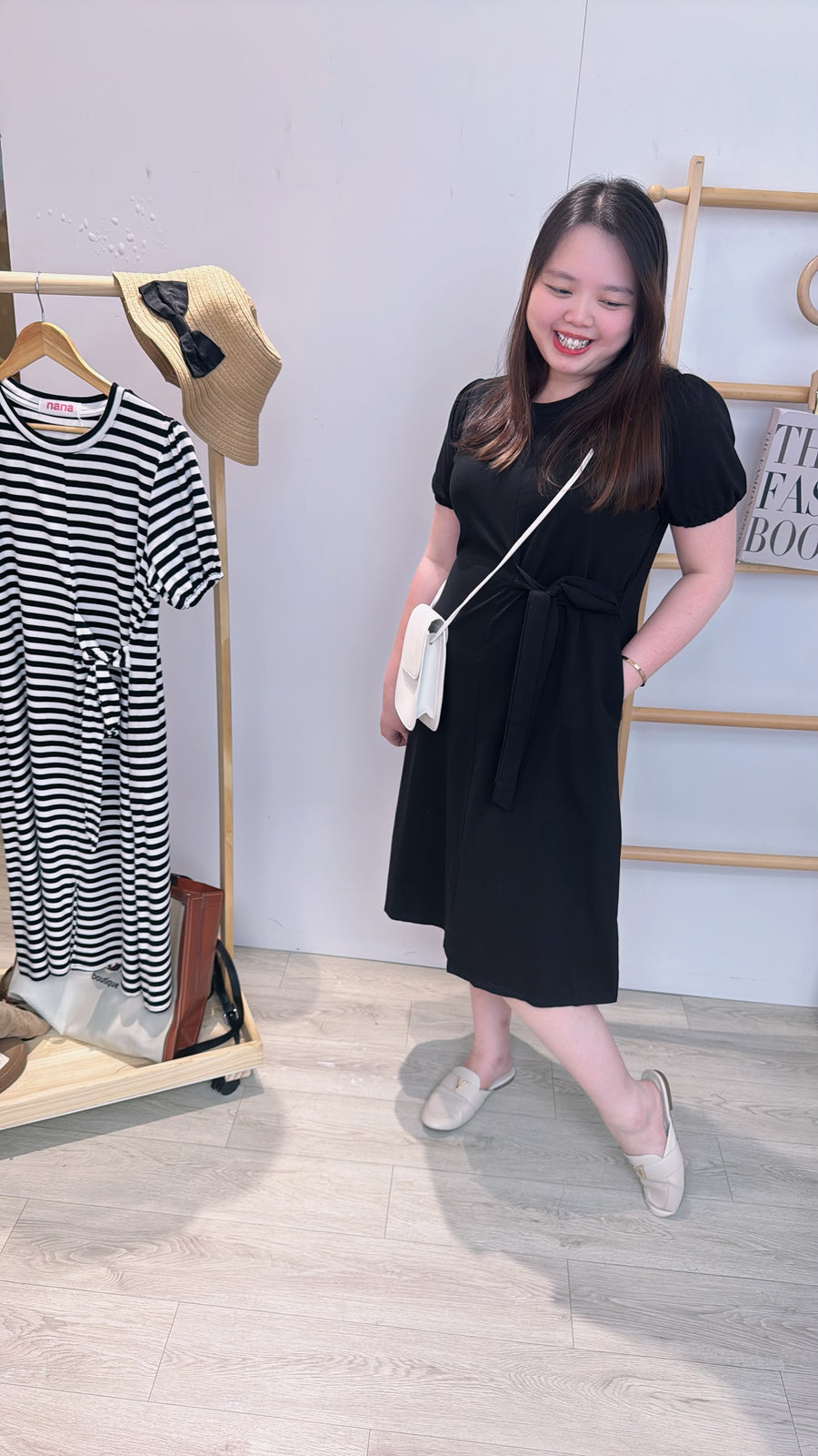 公主袖皱褶绑带长连身裙