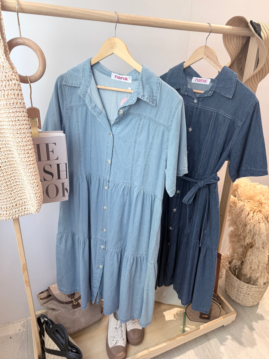 软牛仔蛋糕连身裙