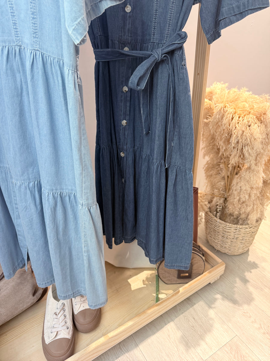 软牛仔蛋糕连身裙