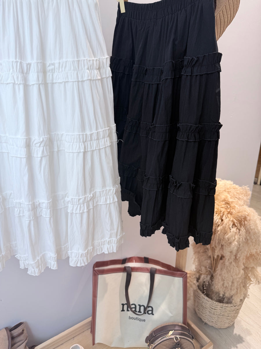 衬衫面料木耳边弹力蛋糕半裙