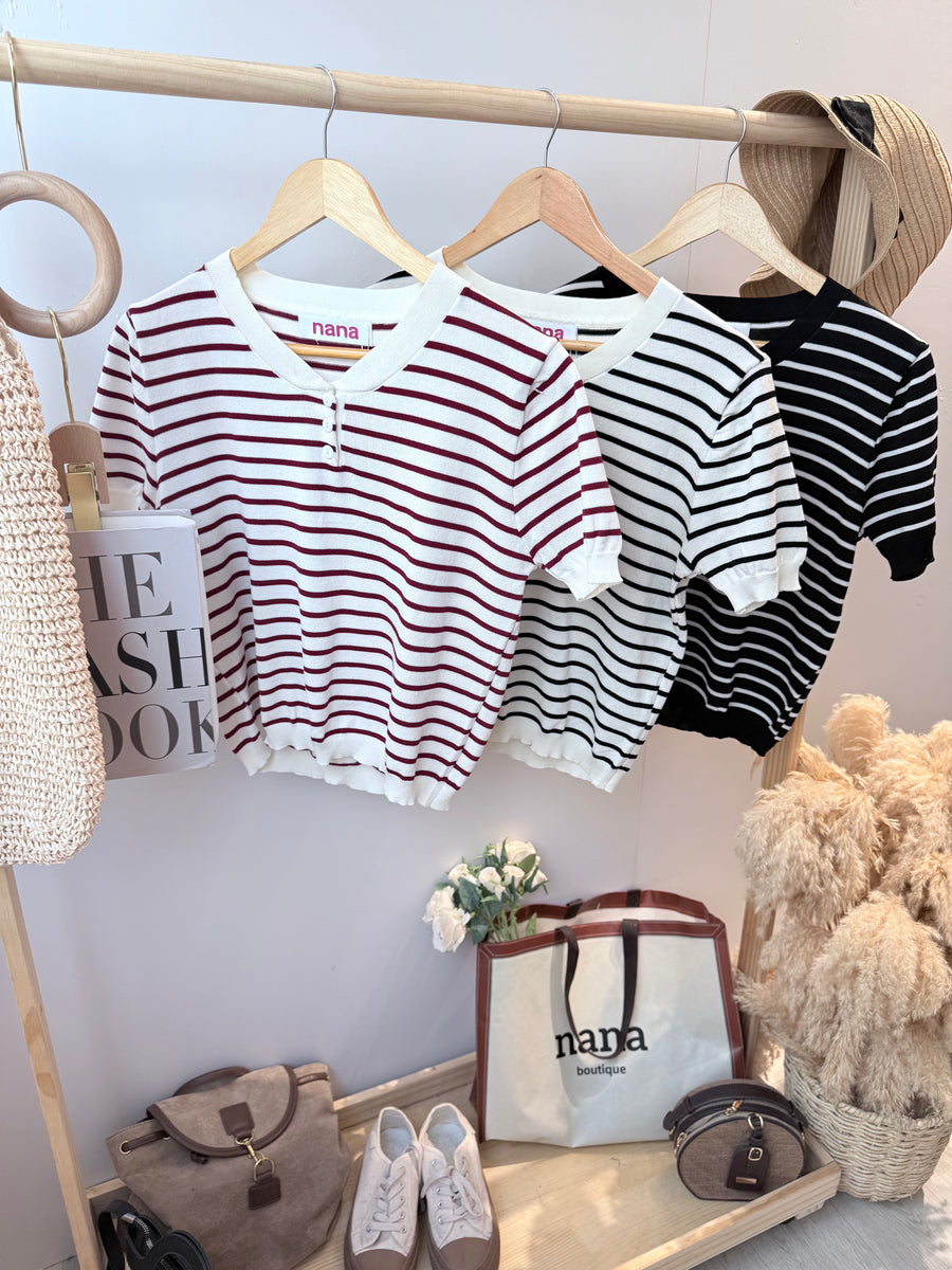 冰丝针织线条短版上衣