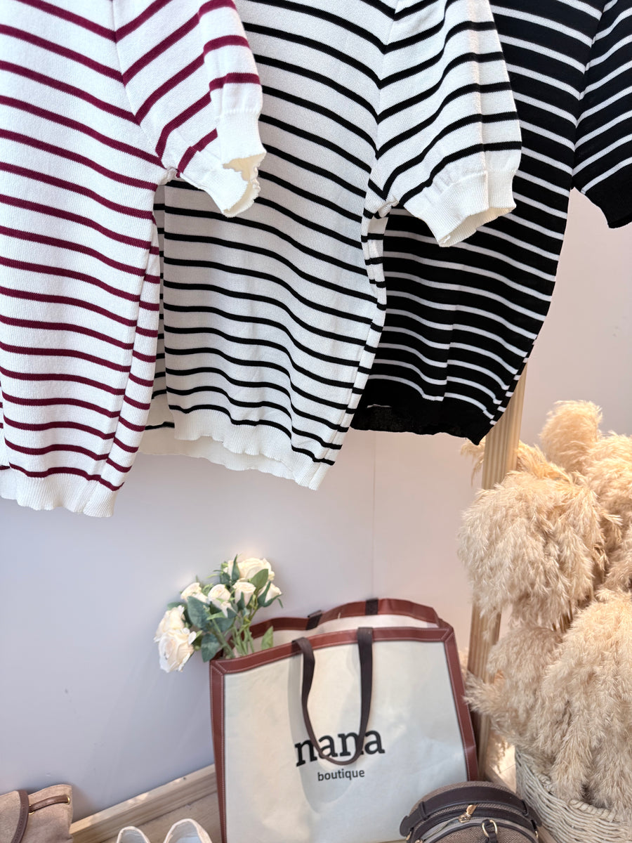 冰丝针织线条短版上衣