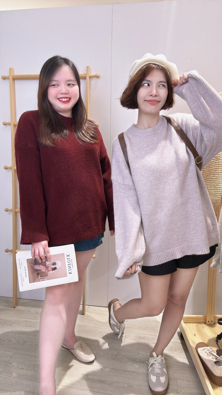 毛针织螺纹边长上衣