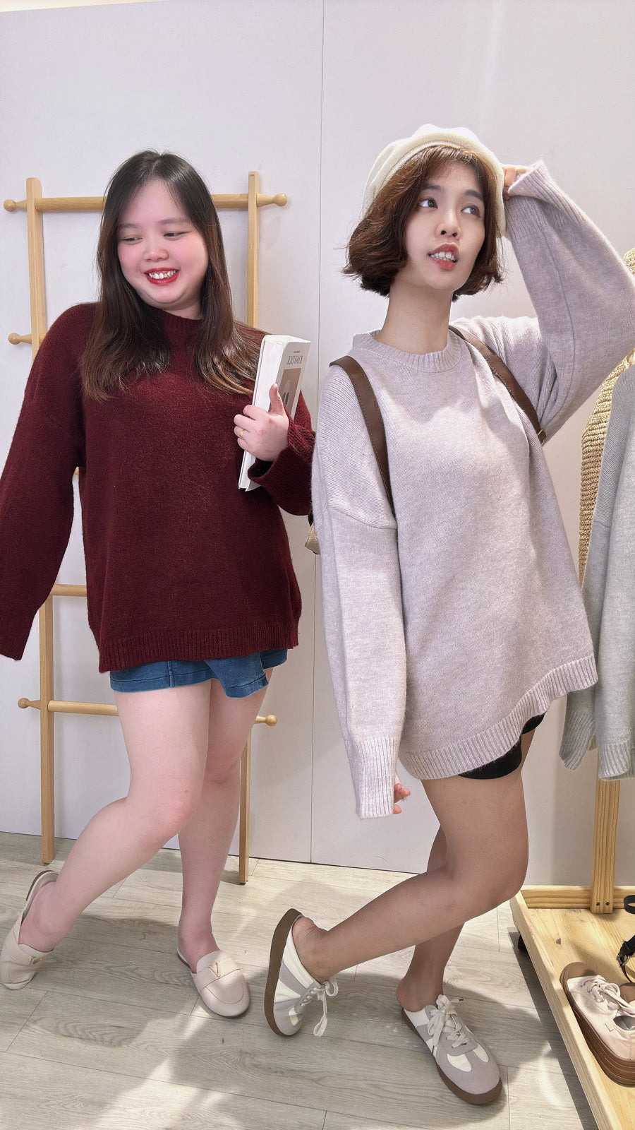 毛针织螺纹边长上衣