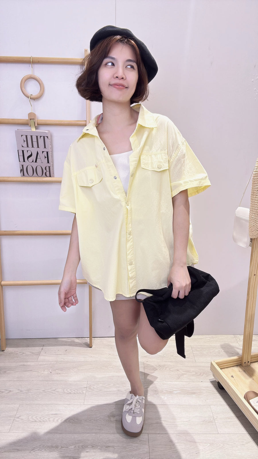 糖果色水洗牛仔短袖衬衫