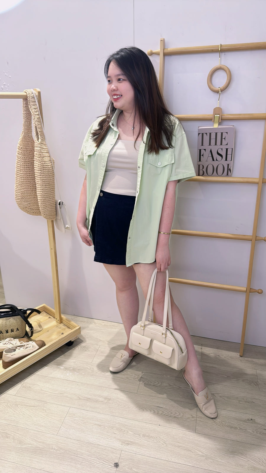 糖果色水洗牛仔短袖衬衫