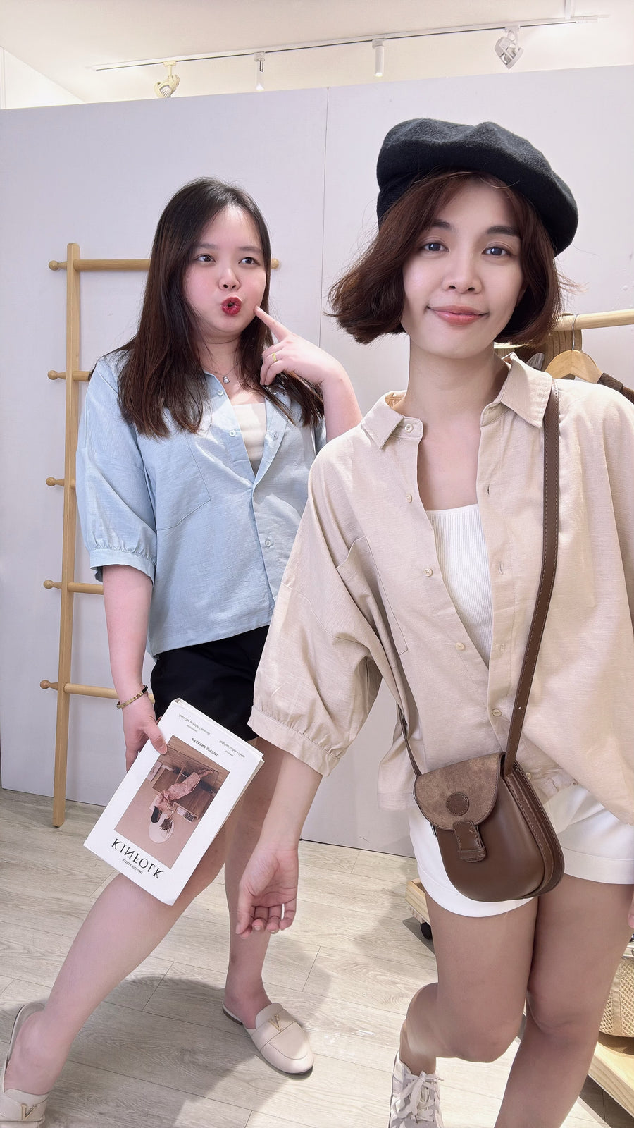 麻料单色宽松衬衫