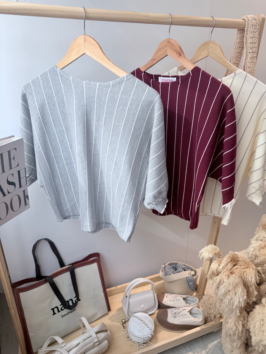 圆领软针织上衣