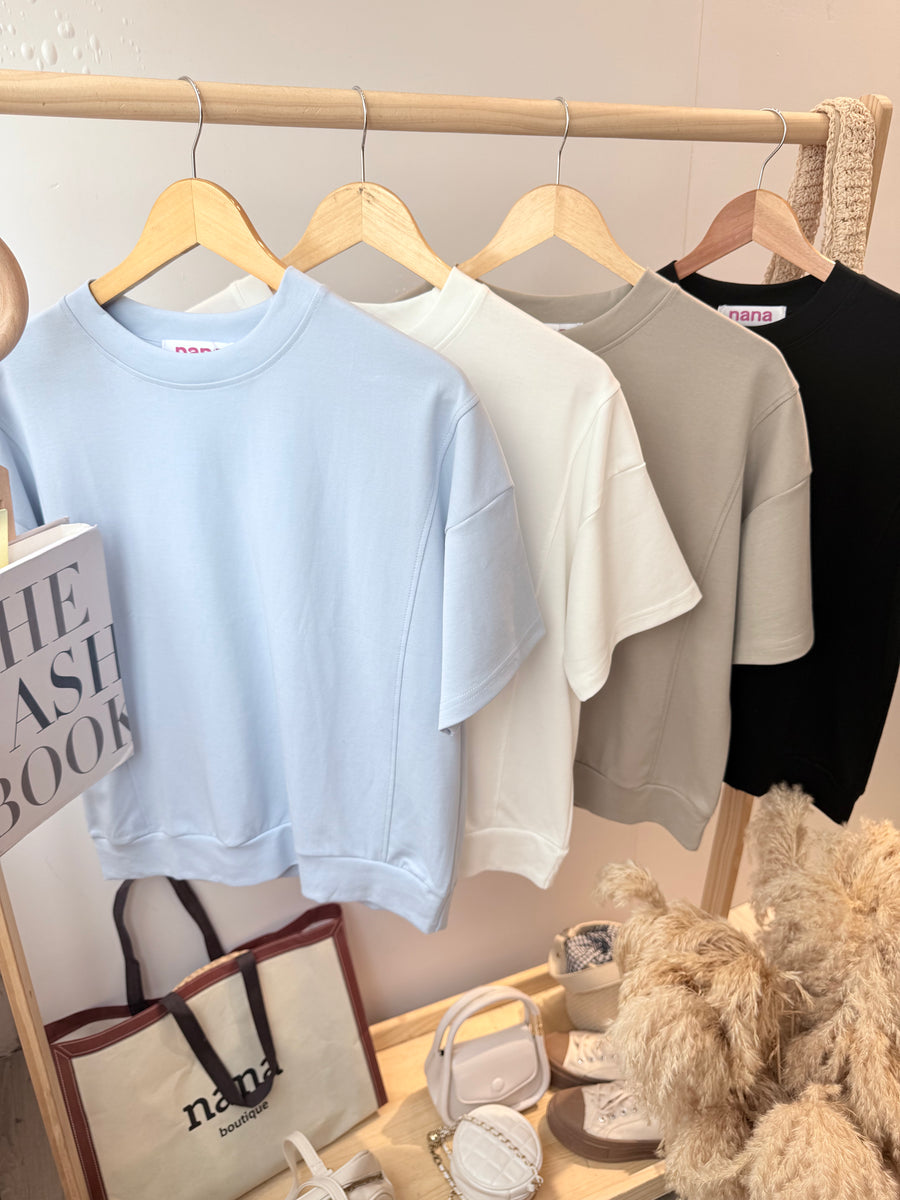 优质棉圆领单色上衣