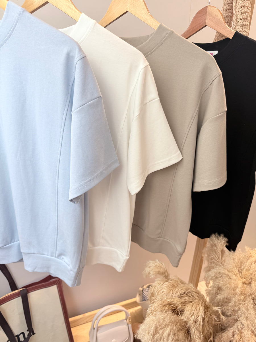 优质棉圆领单色上衣