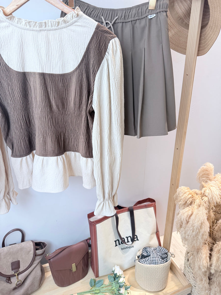 软灯芯绒并色上衣