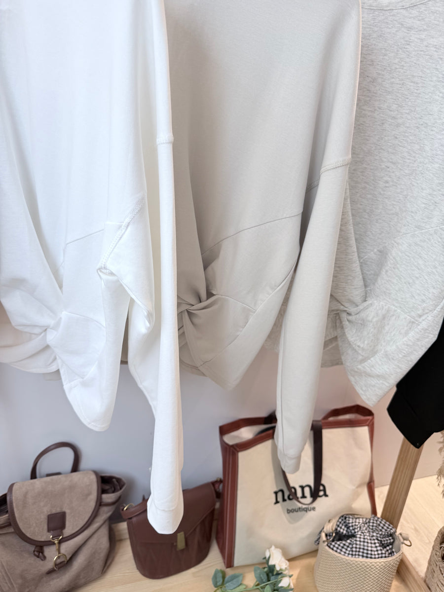 滑面太空棉皱褶长袖上衣