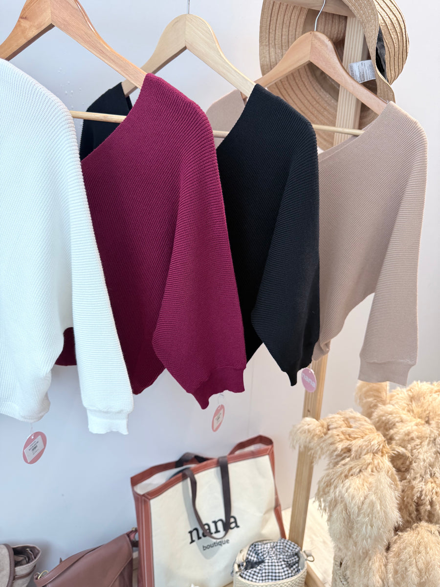 V领高质地软针织上衣