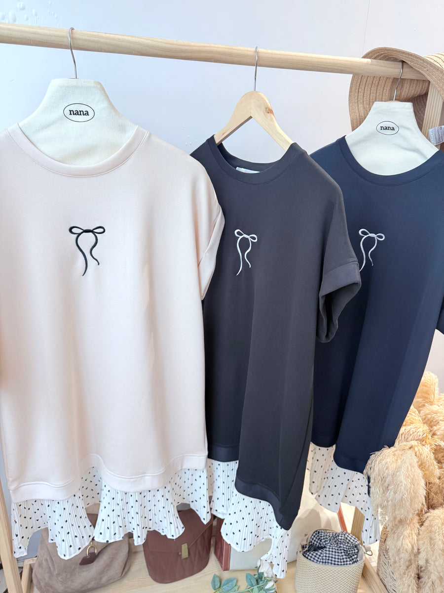 太空棉并波点雪纺短连身裙