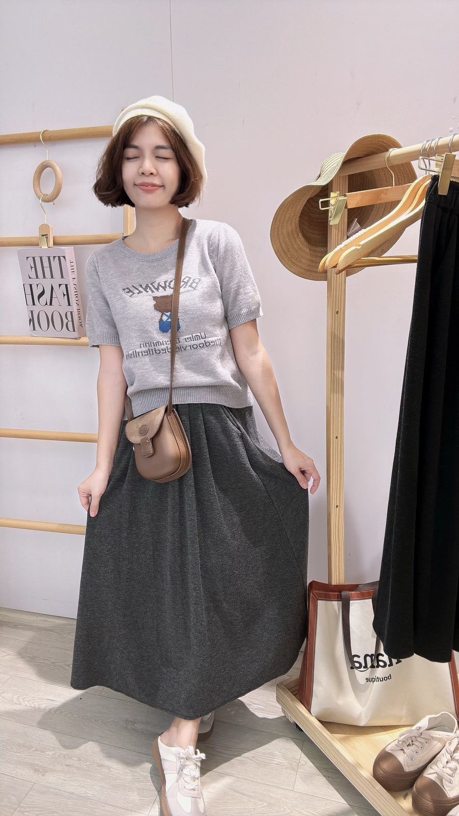 松紧腰棉质遮肚长裙