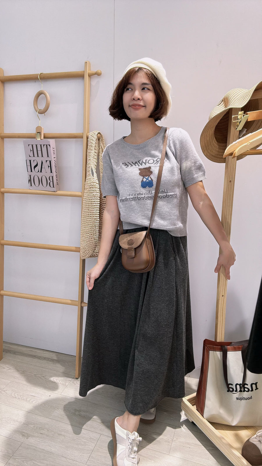 松紧腰棉质遮肚长裙