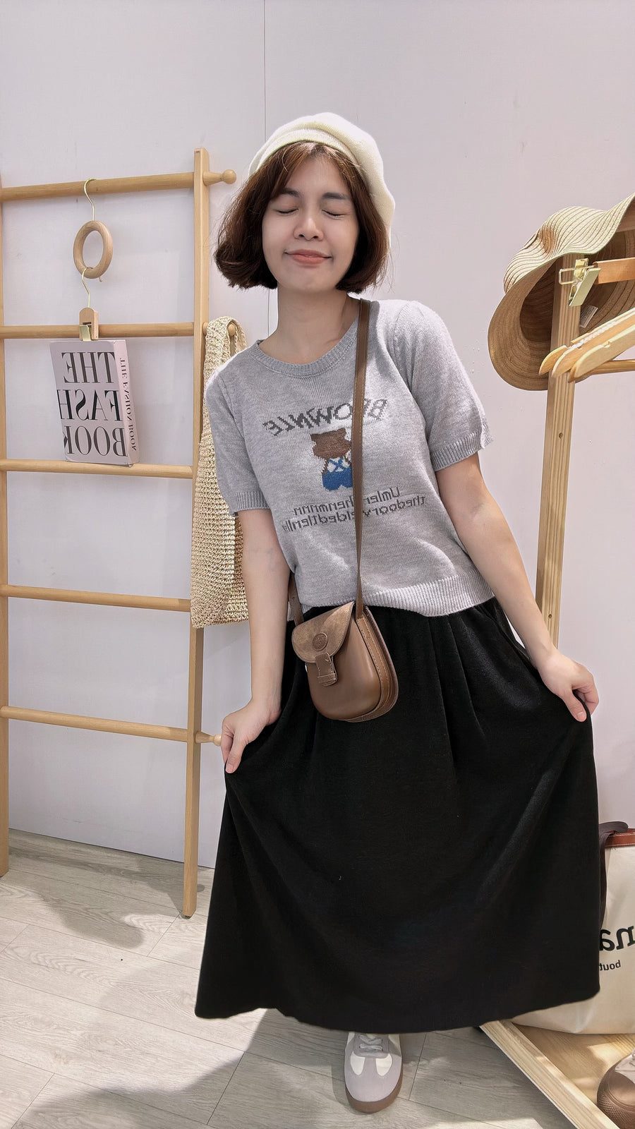 松紧腰棉质遮肚长裙