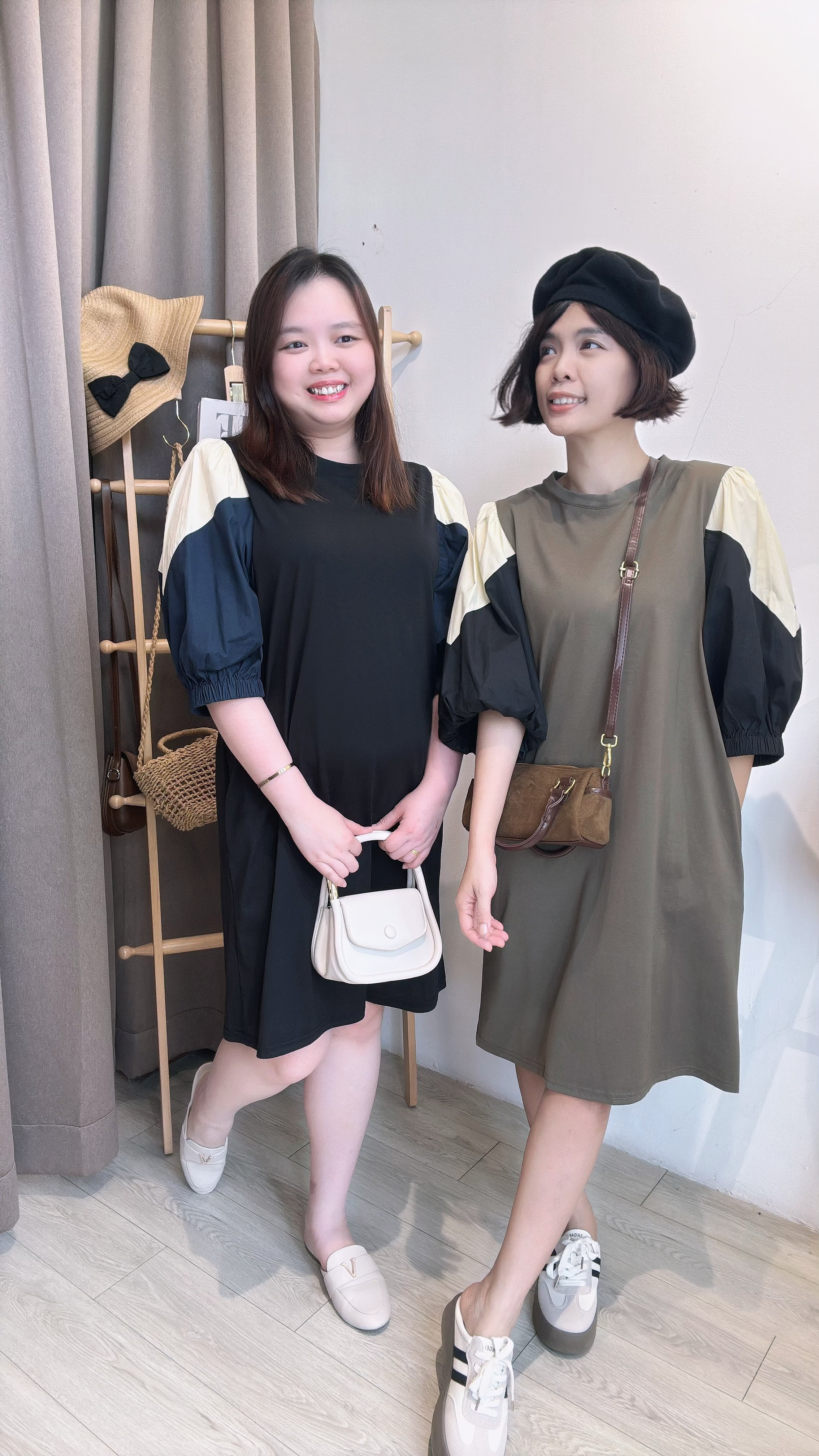 Cotton撞色Polyester袖子短套裙