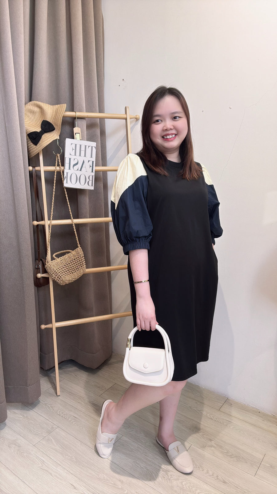 Cotton撞色Polyester袖子短套裙
