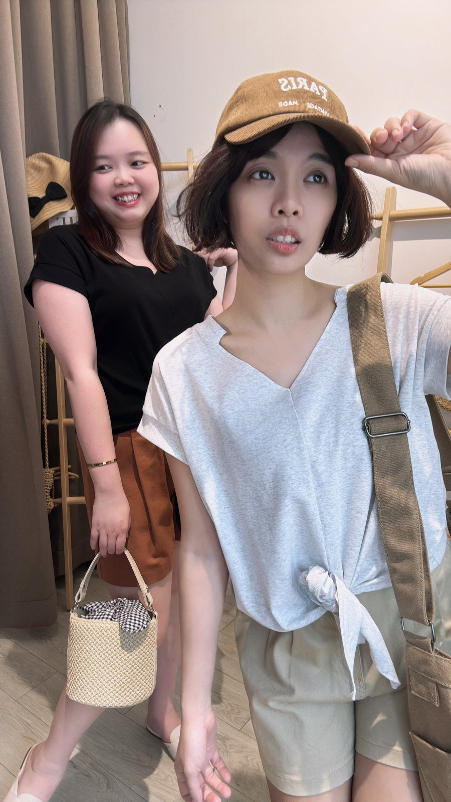 V领Cotton绑带上衣