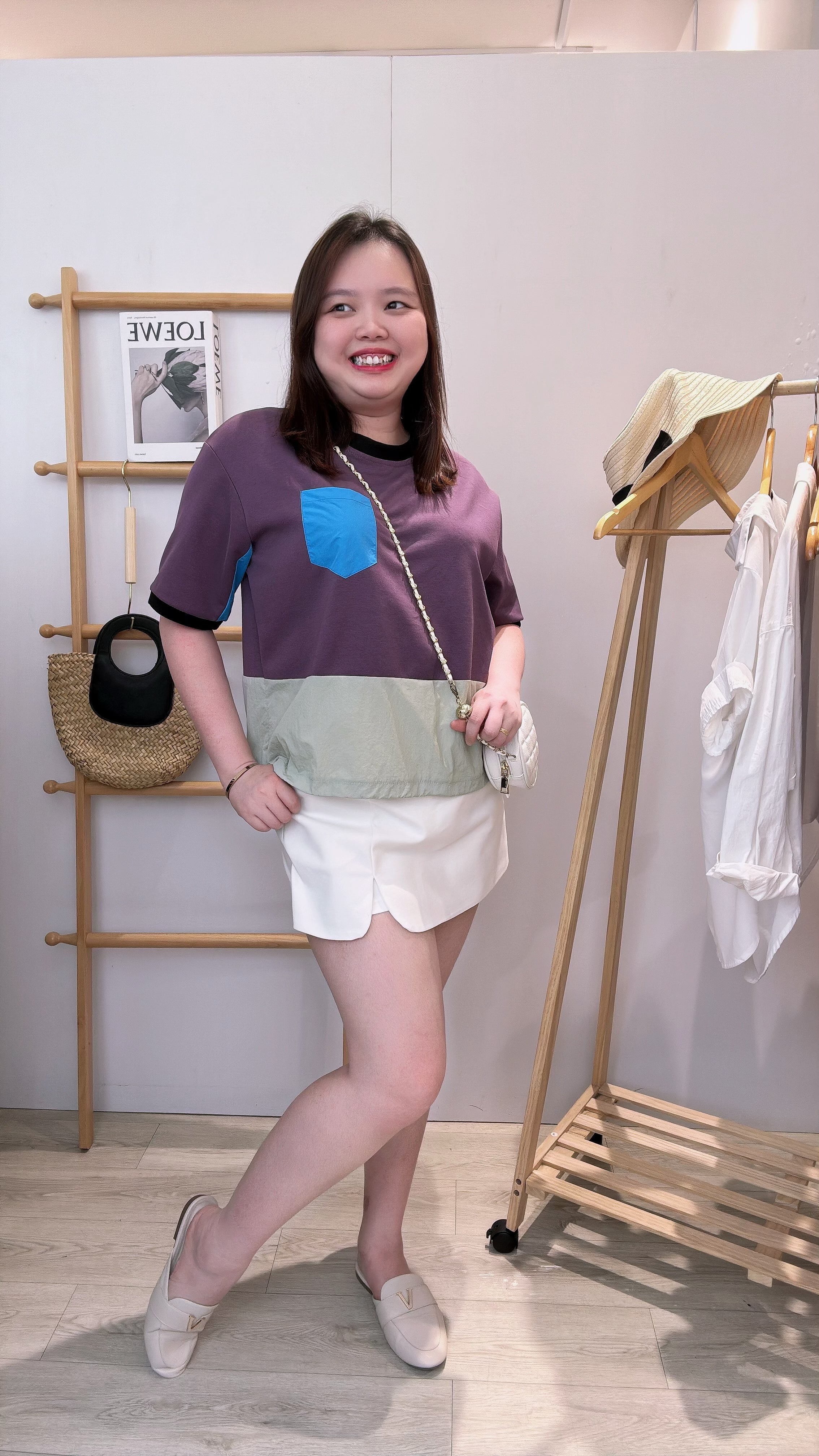 Cotton并防水面料撞色上衣