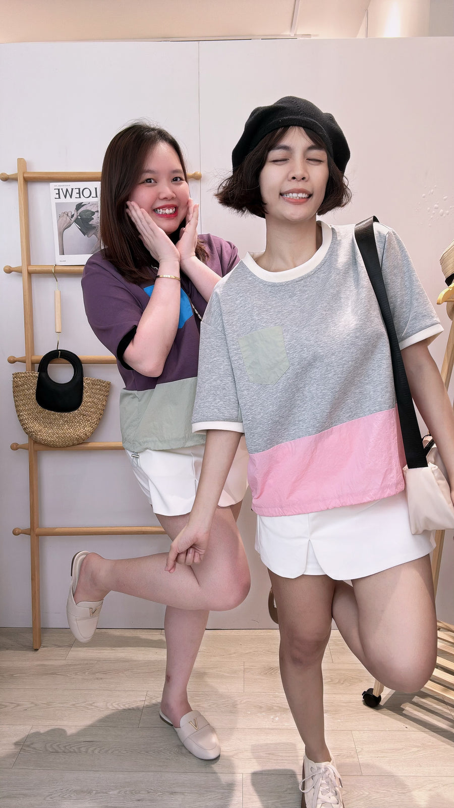 Cotton并防水面料撞色上衣