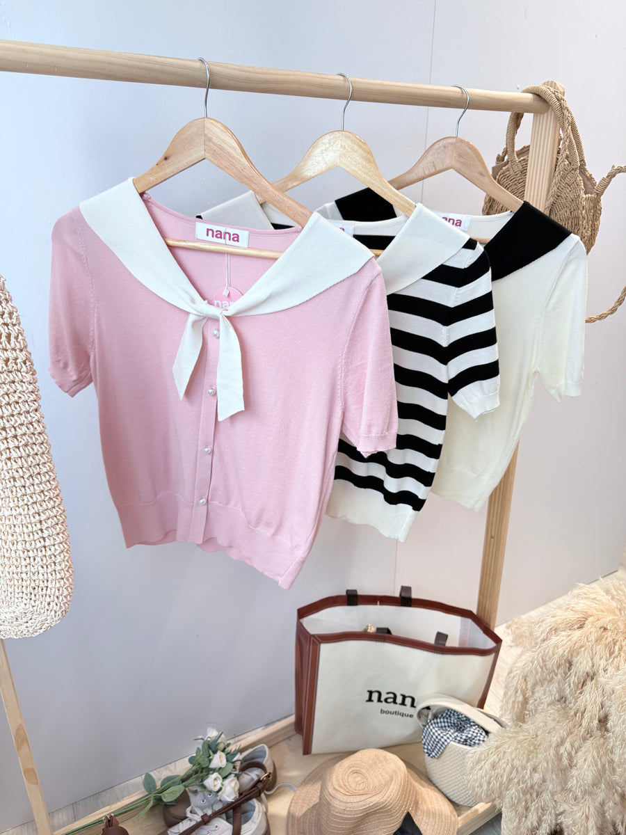 甜美学院风冰丝针织上衣